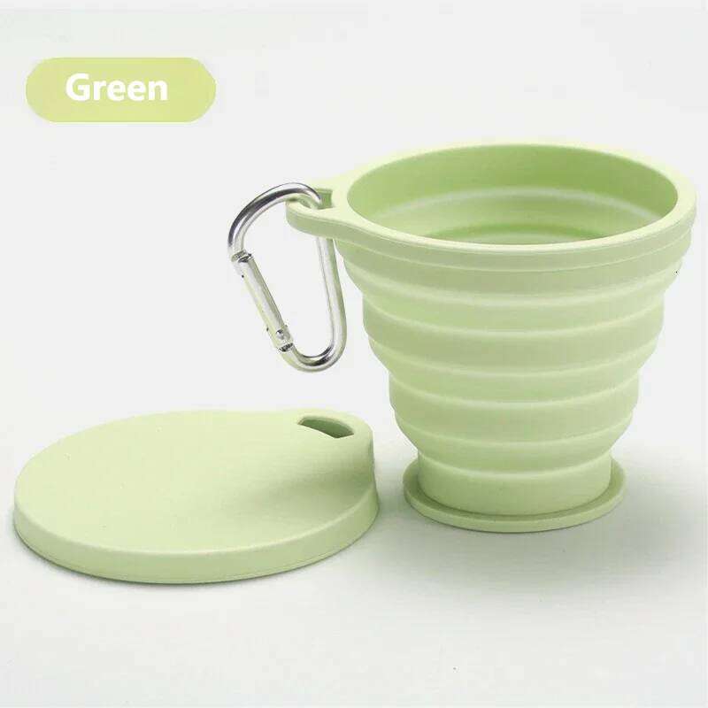 Portable Silicone Folding with Hanging Hole Collapsible Outdoor Water Cup for Camping Hiking Travel Z260314