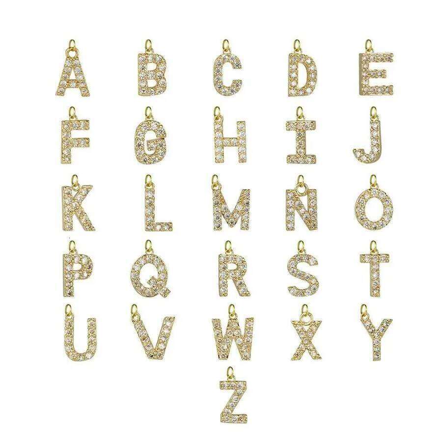 Fashion 26 Letter Pendants Neckalce Micro-paved Zircon Stainless Steel Bead Chain for Women Necklace Charms Jewelry H260312