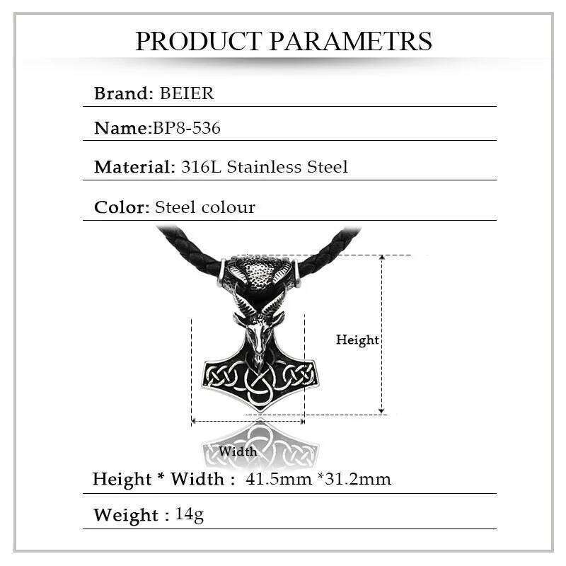 Vikings Pendant thor hammer Talisman Nordic Necklace Stainless Steel Chain Norse Viking Jewelry BP8-536 H260312