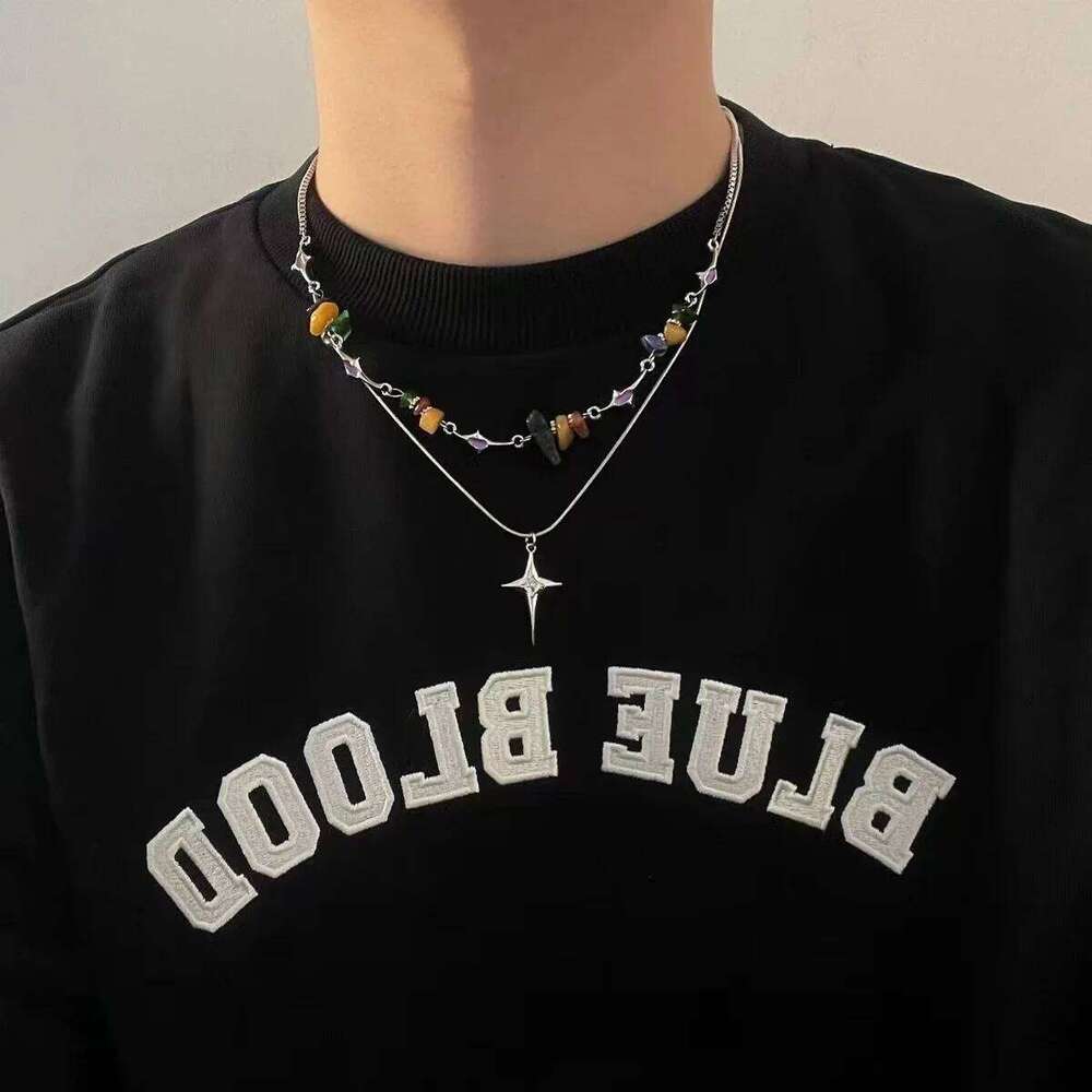 Molten Liquid Metal Star Rhinestone Stainless Steel Chain Necklace For Women Egirl Trend Aesthetic Choker Y2K Jewelry H260312