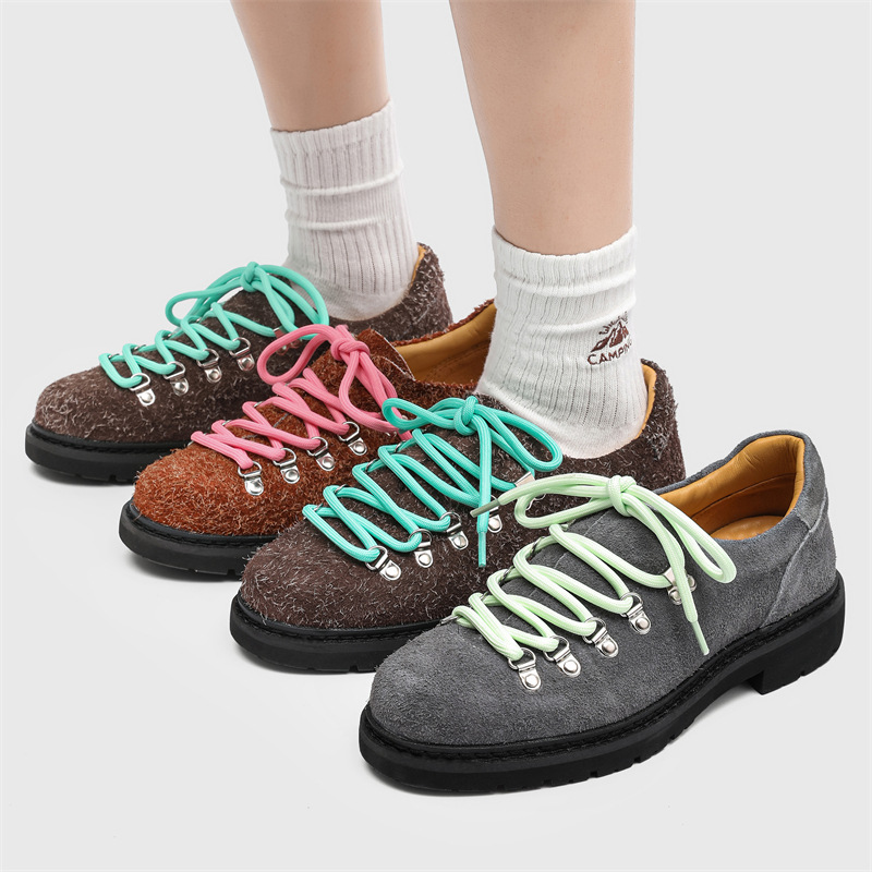 Man Designer Personalized Niche Trendy Casual Leather Shoes Outdoor Cow Suede Fashion British Style Colorful Shoelaces Derby Shoe