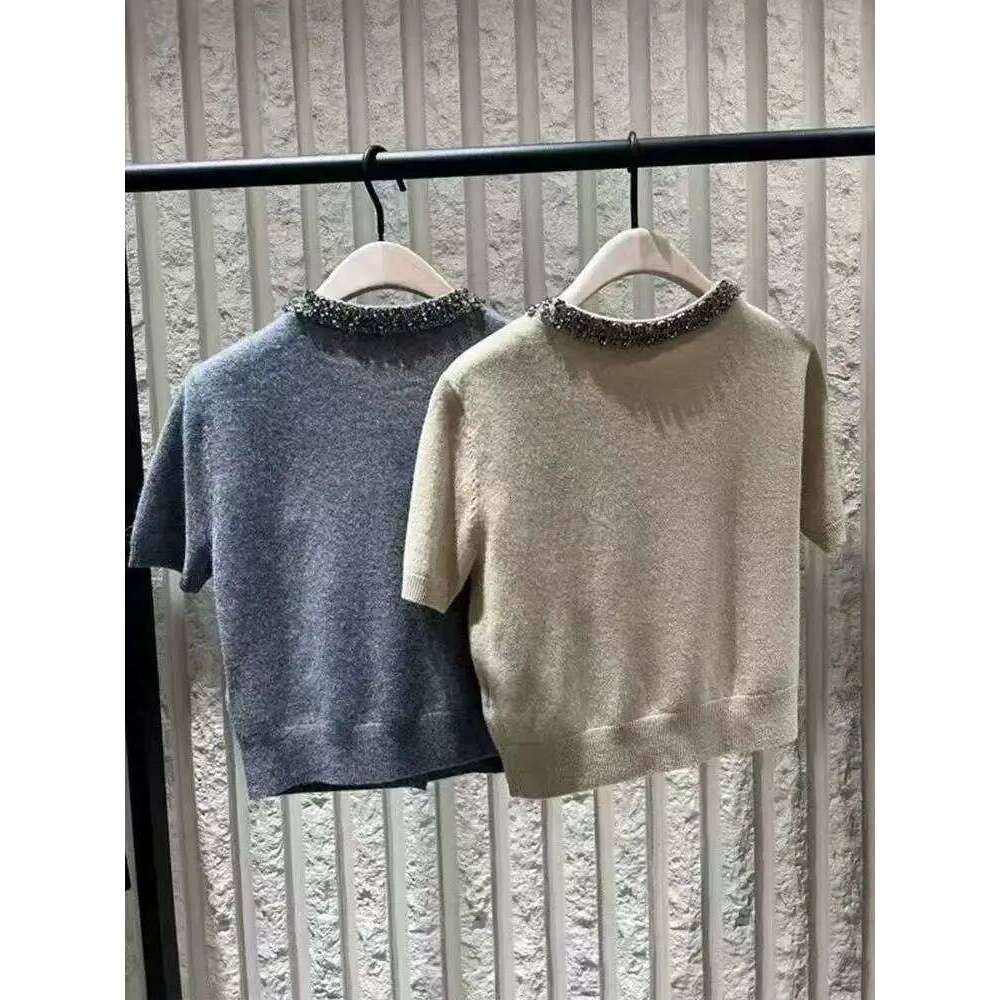 Summer Women's Sweater Cardigan Beading Short Sleeve Single-breasted Tops Tees Vintage Korean Fashion Ladies Jumpers Z260313