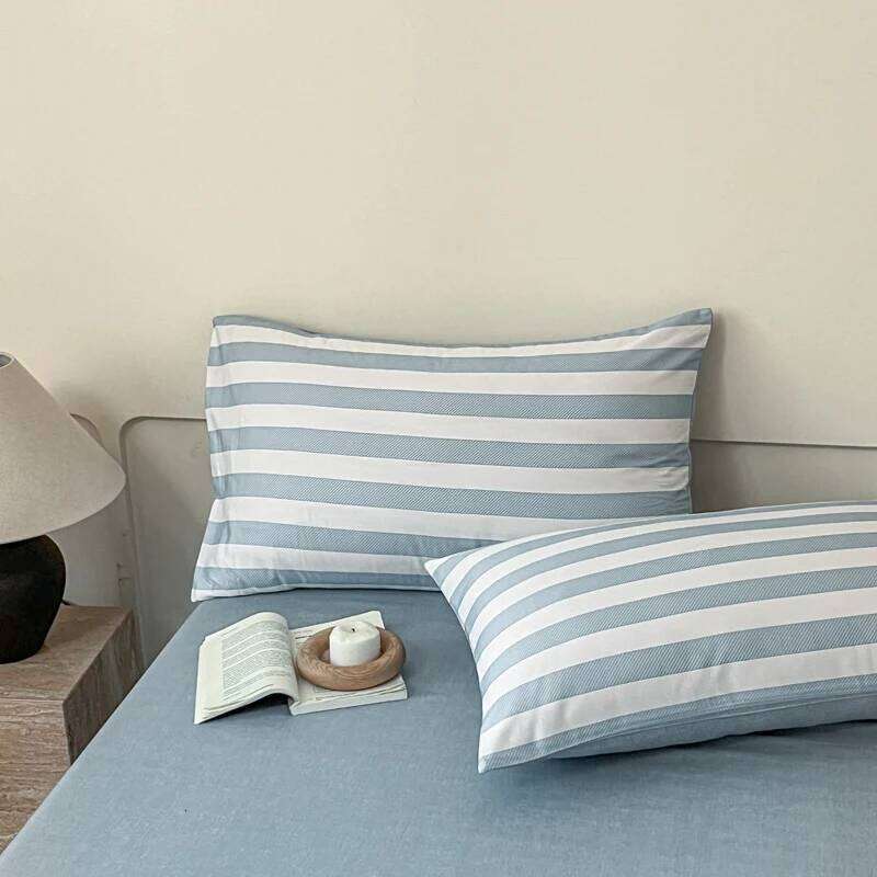 3pcs 100% Cotton Solid Color/two-color/striped/checkered Print Bedding, 1PC Duvet Cover 2PC Pillowcases Soft and Skin-friendly H260312 - view 6