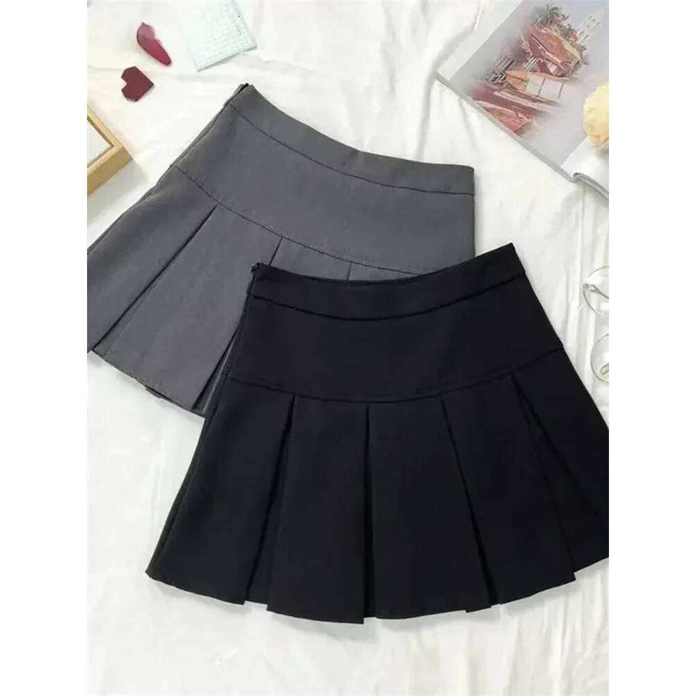 Vintage Gray Pleated Skirt Women Kawaii High Waist Mini Skirts Korean Fashion School Uniform Harajuku Streetwear Spring Z260314
