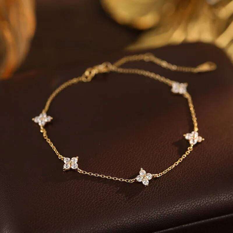 925 Sterling Silver Shiny Zircon Flower For Women Luxury Temperament Chain Bracelet Birthday Party Charm Jewelry Gifts Z260313
