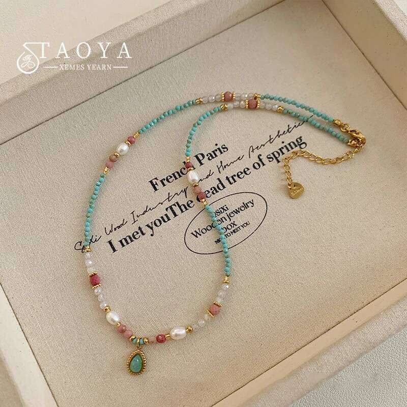 Natural Stone Pearl Bead Water Droplet Pendant Necklace 2025 Fashion Jewelry For Women's Sexy Collarbone Chain Accessories H260312