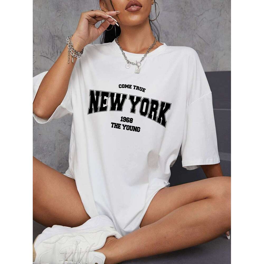 When 1968 The New York Is Young Woman Oversize Daily Tshirts Creativity Streettshirt Individual Casual Clothes Z260314