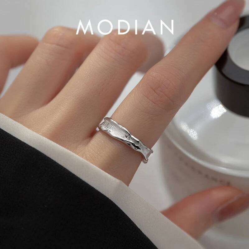 Modian Simple Real 925 Sterling Silver Geometric Open Size Finger Rings Fashion Bbstract Fine Jewelry For Women Accessories H260312