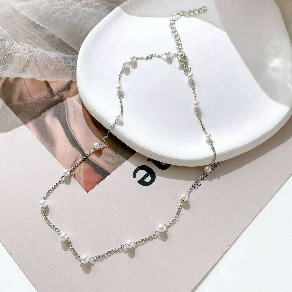 Korean Style Pearl Neck Chain Necklace Fashion Simple Zinc Alloy Pearls Choker Collar For Woman Girls Jewelry Accessories H260312