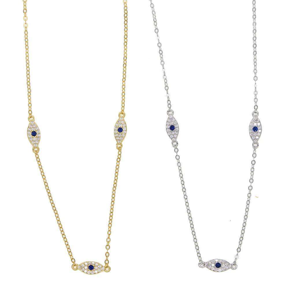 2018 sterling silver jewelry evil necklace ly girl womrn eye charm choker pendant chain necklaces 35+10cm length H260312