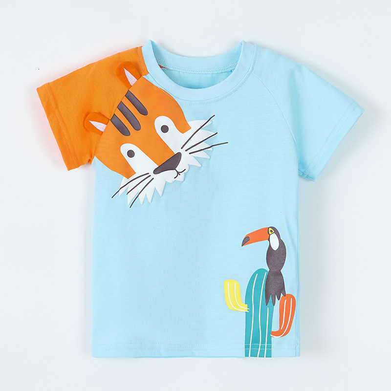 T-shirts Summer New Boys' T-Shirt with Cartoon Print Children's Sports Shirt Cotton Crew Neck Top for Young Boys