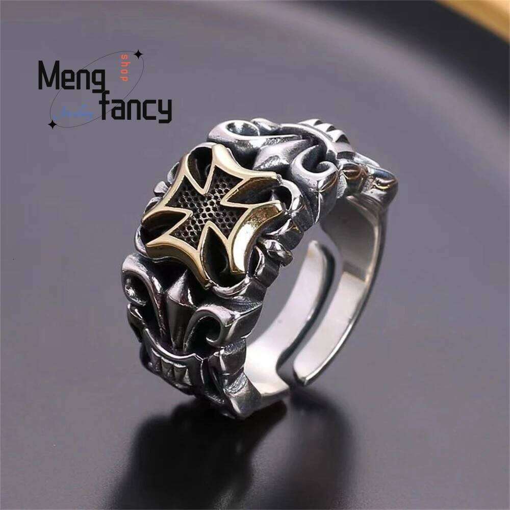 High-Grade Retro Cross Anchor Ring, Personalized Hip-Hop Punk Trendy Men's Live Ring Fashion Jewelry Exquisite Elegant Popular H260312