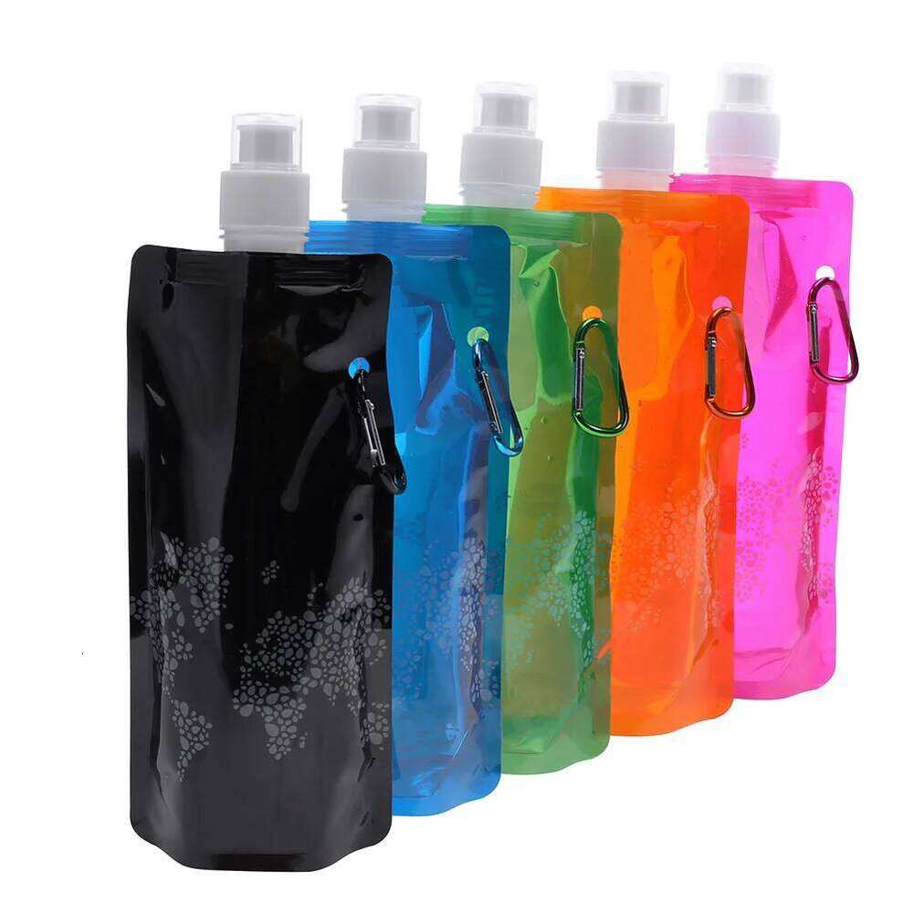Collapsible Bottles Foldable Drinking Bags with Clip Water Bottle Leak Proof for Sports Biking Hiking Travel Z260314
