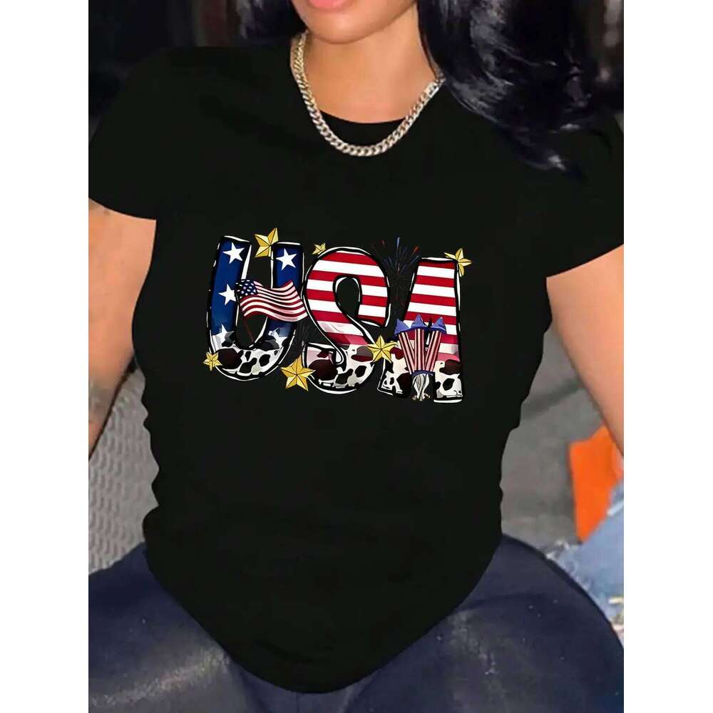 Women's White Casual T-Shirt Neck Short Sleeve Comfortable Fashion Top for Everyday Wear All Year round Z260314