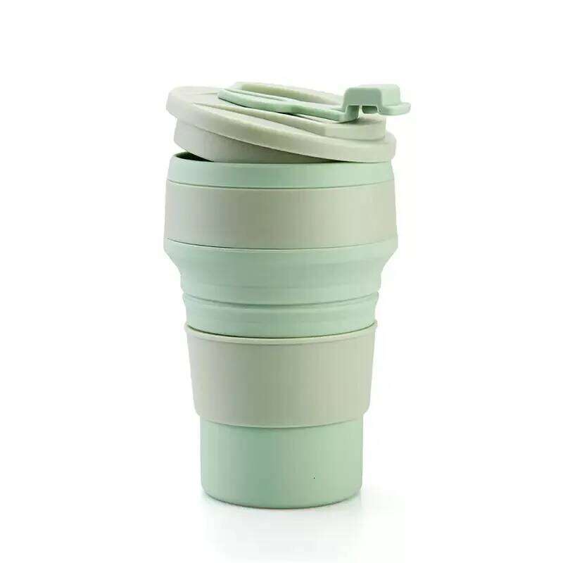 Collapsible Silicone Travel with Lid - Portable Reusable Drinking Cup for Camping, Hiking, and Outdoor Activities Z260313