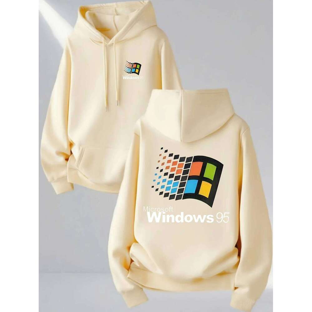 Windows 95 Graphic Vintage for Tech Enthusiasts Casual Streetwear Outfit Print Soft Material Pullover Pattern Hoodie Unisex Top Z260314