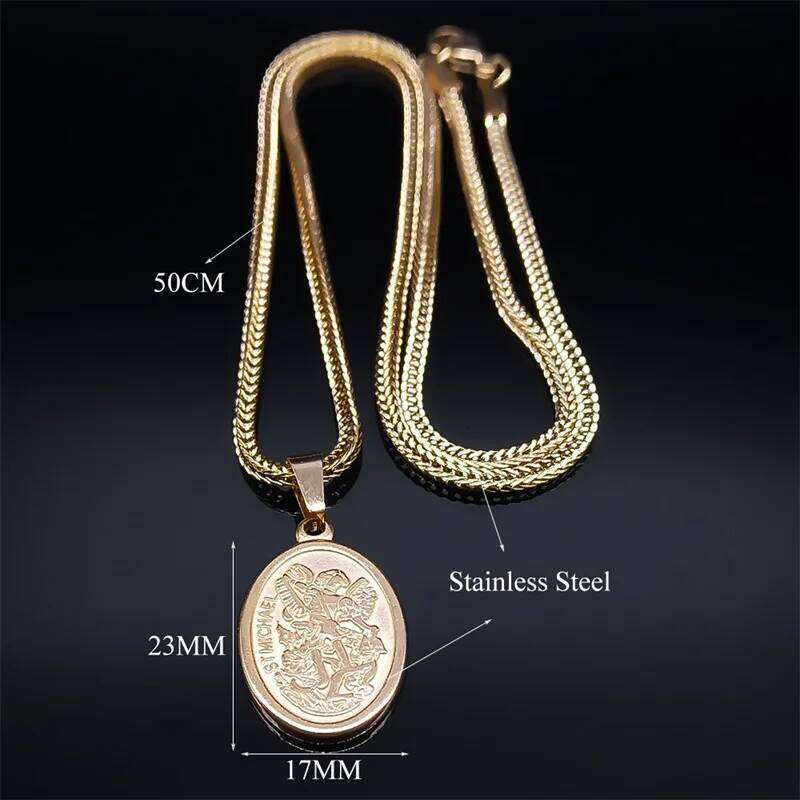 St.Michael Archangel Metal Necklace Stainless Steel Protect Me Saint Angel Necklaces Orhodox Amulet Christian Jewelry collar H260312