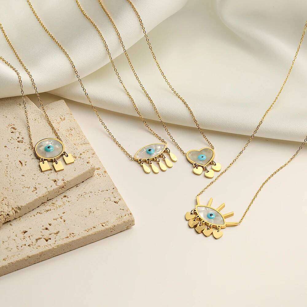 2024 New Fashion Stainless Steel Chain Gold Color Expoxy Evil Eye Pendant Necklace For Women Girl Female Accessories H260312