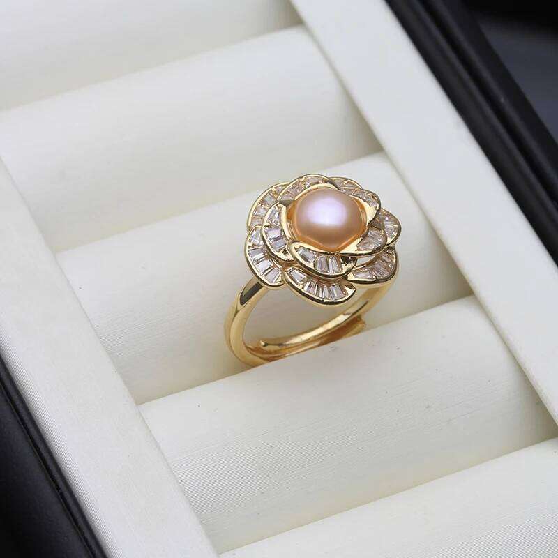 Wedding Natural Freshwater with Real Pearls,White Adjustable Pearl Ring Anniversary Gift Pink Black H260312