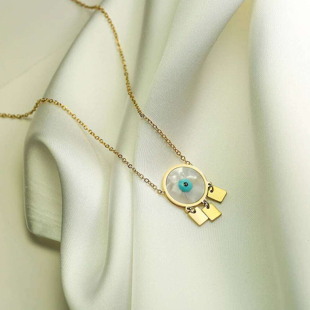 2024 New Fashion Stainless Steel Chain Gold Color Expoxy Evil Eye Pendant Necklace For Women Girl Female Accessories H260312