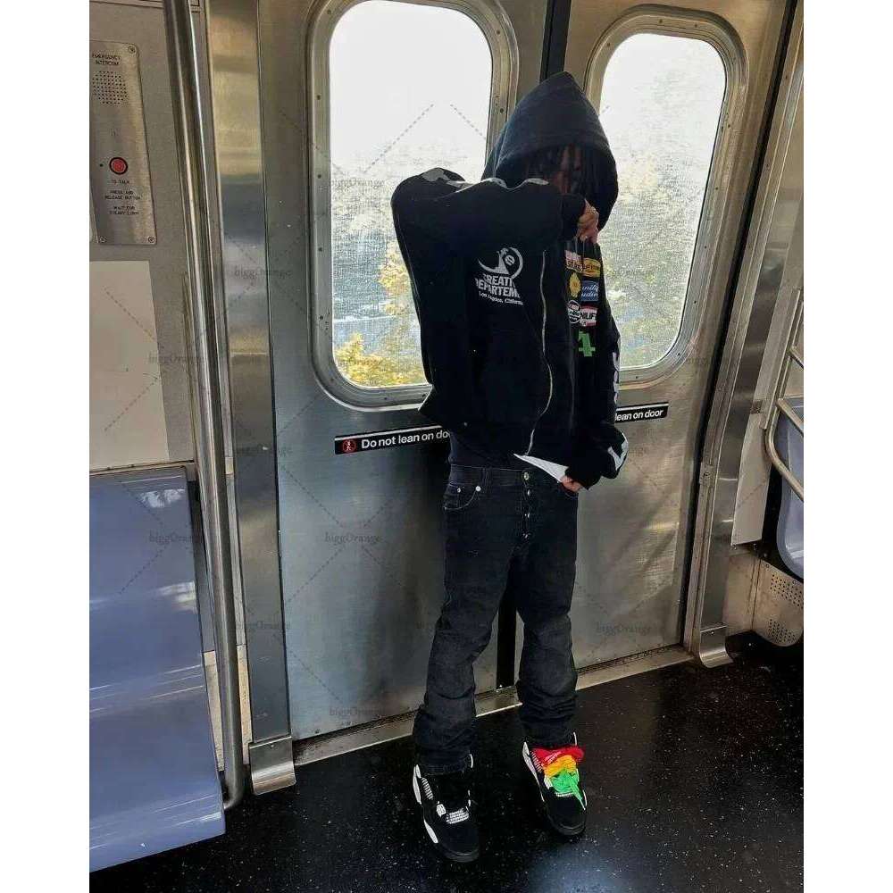 New zip up hoodies Y2K Harajuku Punk Casual Clothes Trend Streetwear American Vintage Badge Print Zipper Hoodie for Men Z260315