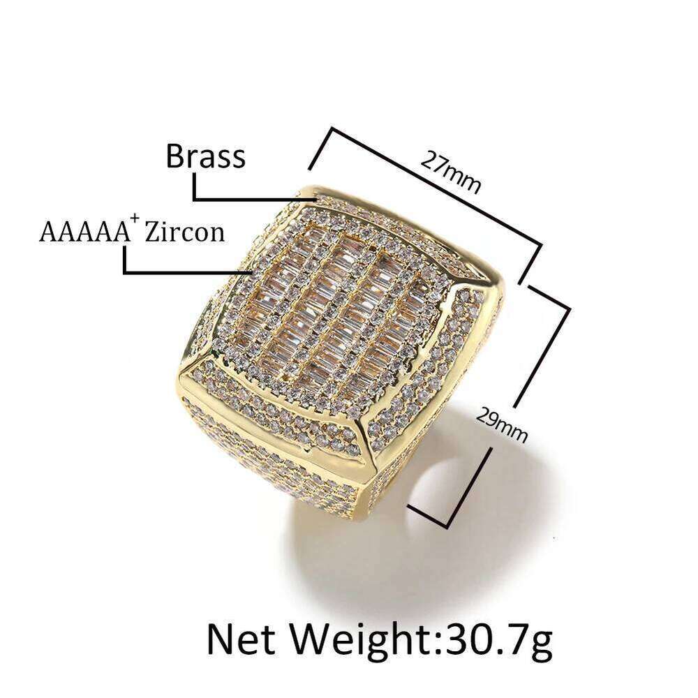 THE BLING KING Men's Iced Square Micro Paved 5A+ Cubic Zircon Hip Hop Cluster Pinky Ring Radiant Baguette Champion Jewelry H260312