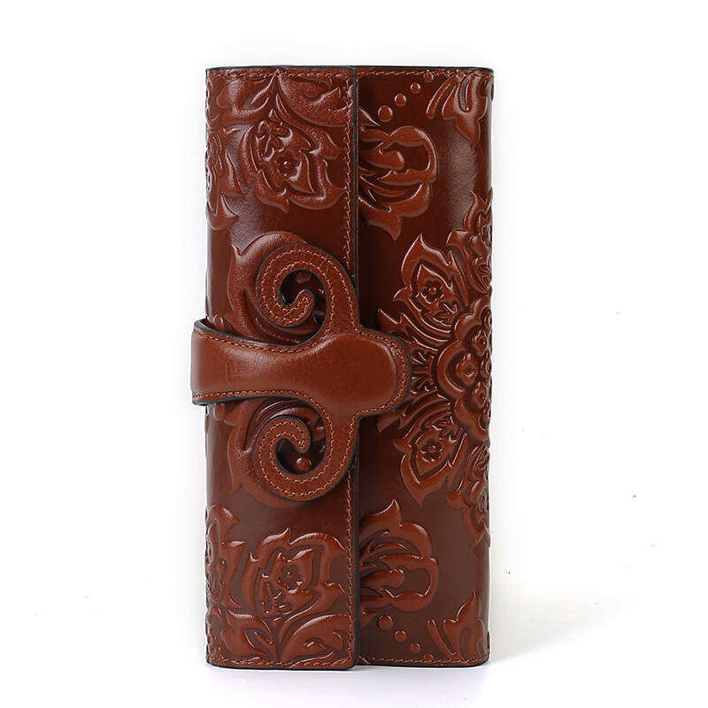 Luxury Bags Totes Genuine Leather Wallet For Women Long Style Top Layer Cowhide Horizontal Multiple Card Slots Vintage Embossed Money Clip Chinese Clu