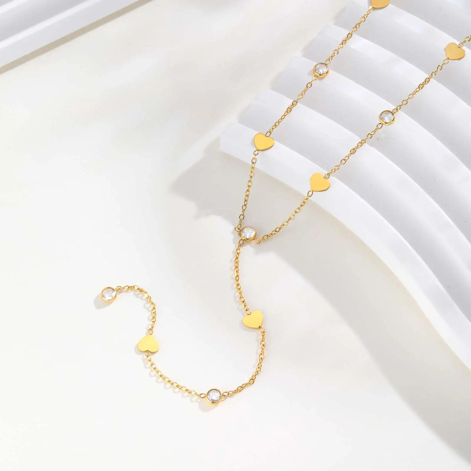 Classic Cross Zircon Y-shaped Necklace for WomenButterfly Heart Shaped Choker NecklacesGold Color Stainless Steel Jewelry Gift 260313