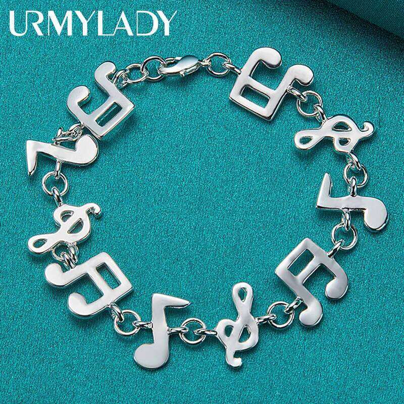 URMYLADY Fine 925 Sterling Silver Music Chain Bracelet For Women Wedding Engagement Party Fashion Charm Jewelry Z260313