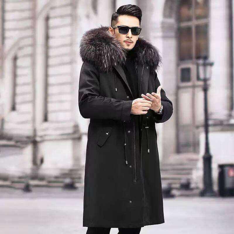 Lined Parkas Faux Fur Big Size Hooded Warm Coat Snowsuit High Quality Men Clothing Zipper Long Sleeve JJ985 Z260313
