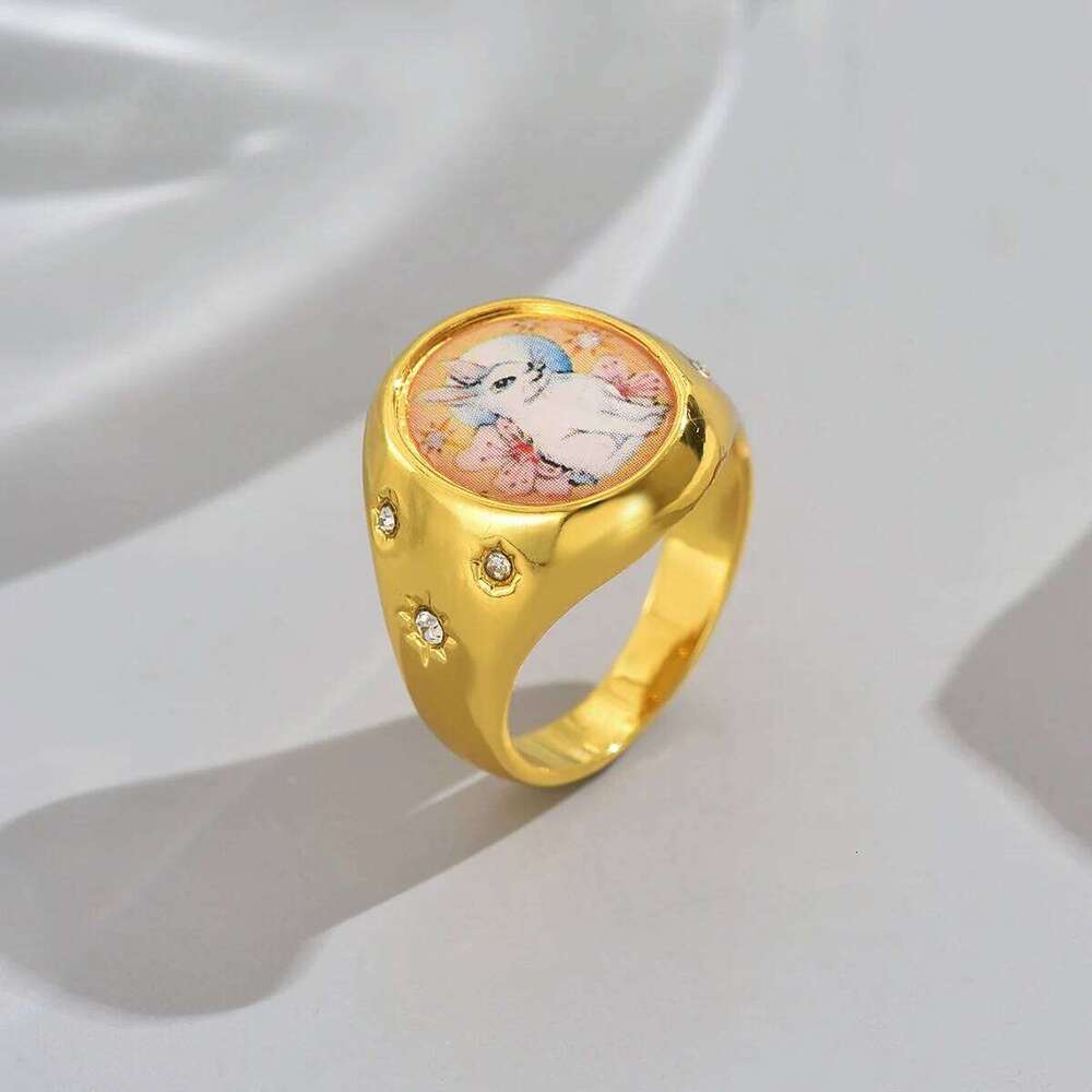Simple Golden Oval Geometry Ring women Jewelry Party Gift H260312