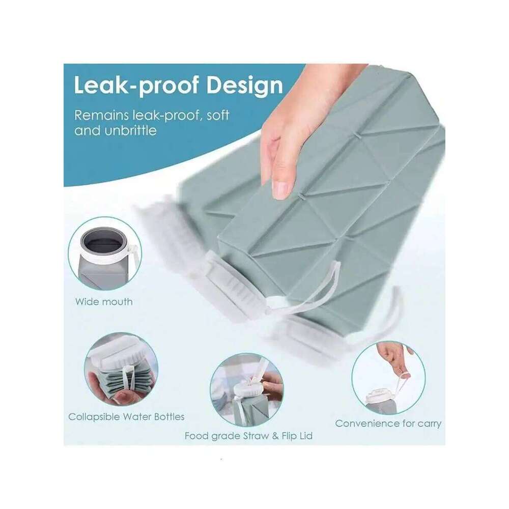 1pcs 620ml Square Silicone Folding Mug Portable Food Grade Sports Water Bottle Retractable for Gym Camping Hiking Travel Z260314