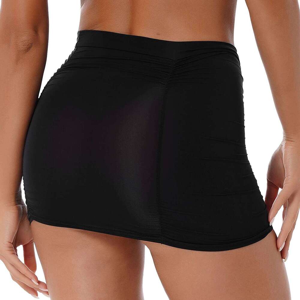 Sexy Party Nightclub Women Tight Pencil Short Summer Ladies Mid Waist Stretchy Shirring Ruched Bodycon Mini Skirts Z260314