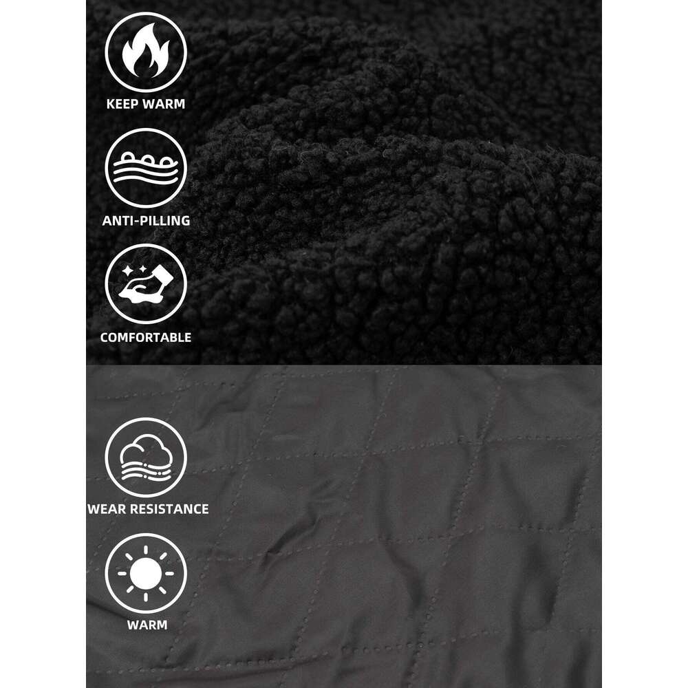 Men's Faux Fur Long Sleeve Warm Polyester Polar Fleece Cotton Padded Coat Full-Zip Thick Stand Collar Jacket with Pockets Z260313