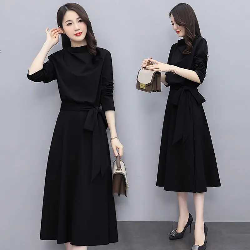 Long Sleeves Dresses Womens Elegant Midi Dresses for Women Womens Office Dress Woman Streetwear Autumn Winter Korean Style NewT260314