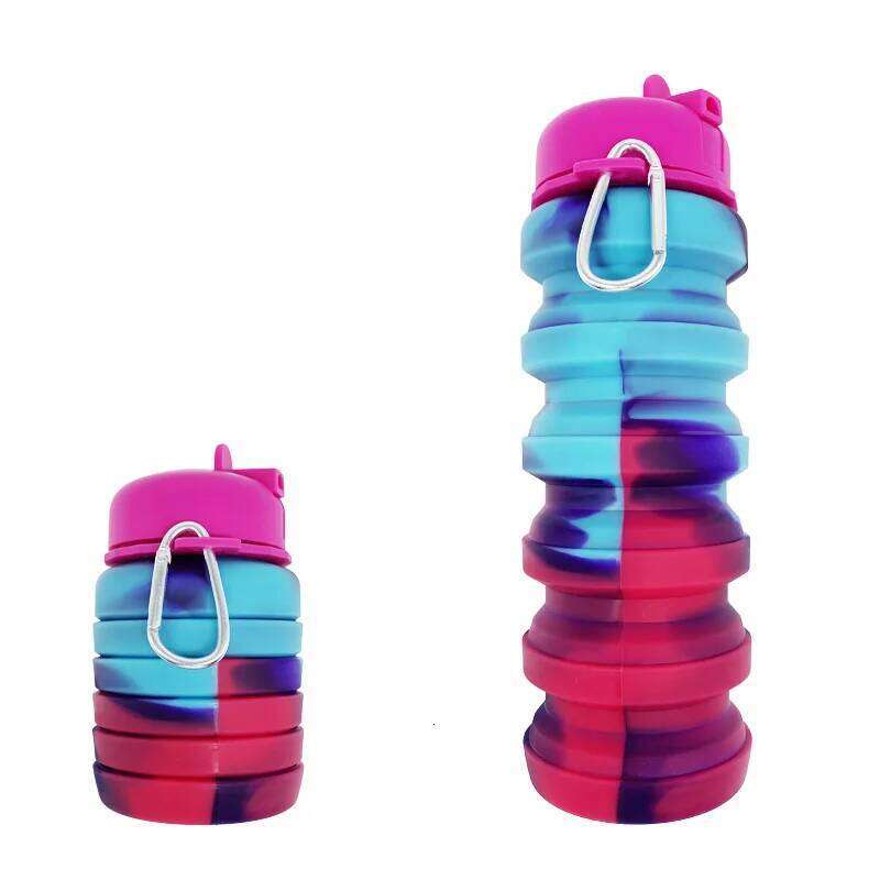 1Pcs Food Grade Silicone Folding Outdoor Portable Telescopic Drinking Creativity Camouflage Sports Water Cup Z260314