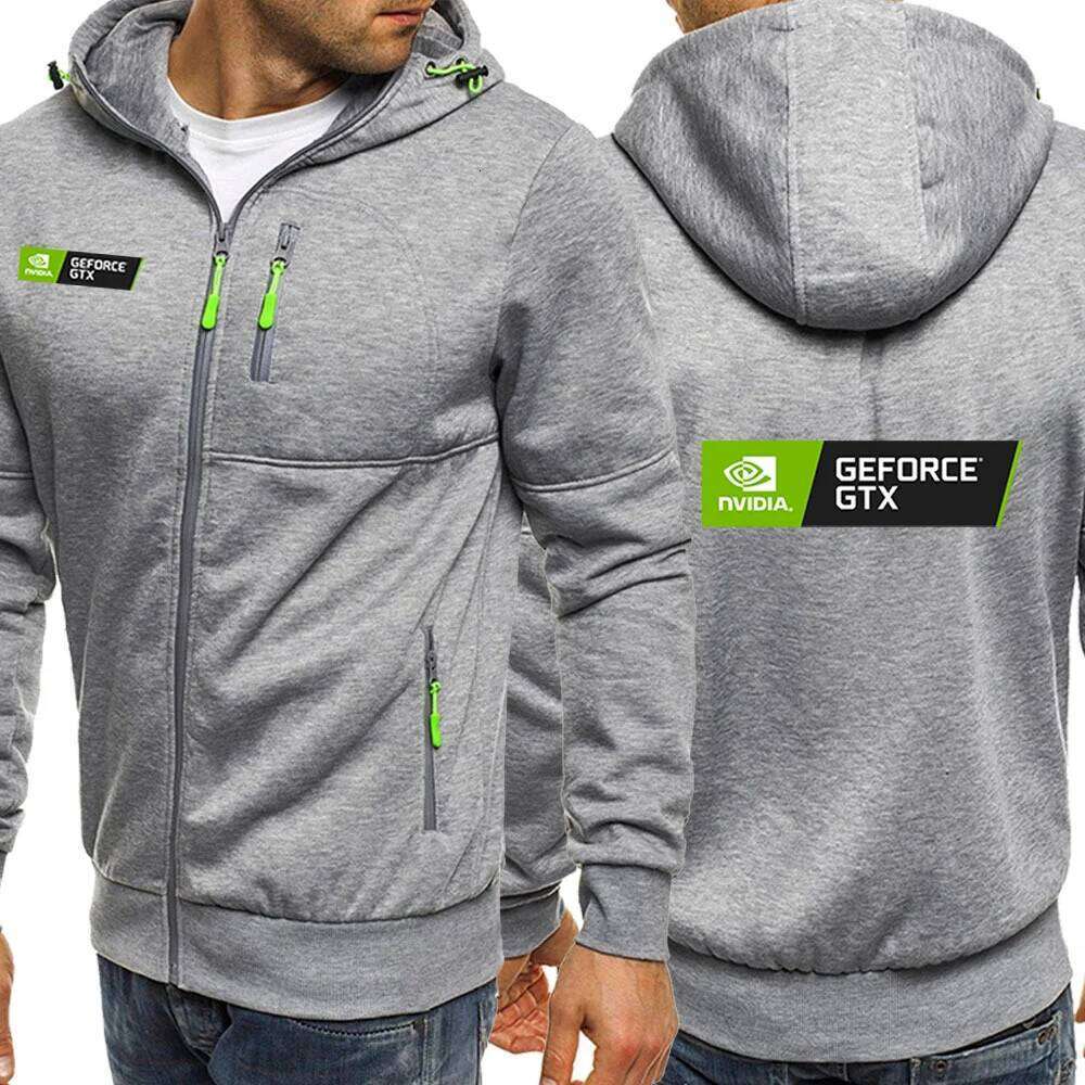 2025 Spring Autumn Men's NVIDIA Logo Print Personality Cardigan Zipper Cotton Drawstring Hoodies Popular Solid Color Sweatshirts Z260314