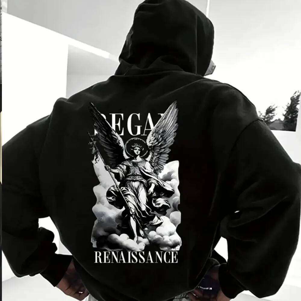 Commuting fashion men's autumn and winter must-have with English letter printing hooded sweatshirt versatile s Z260314