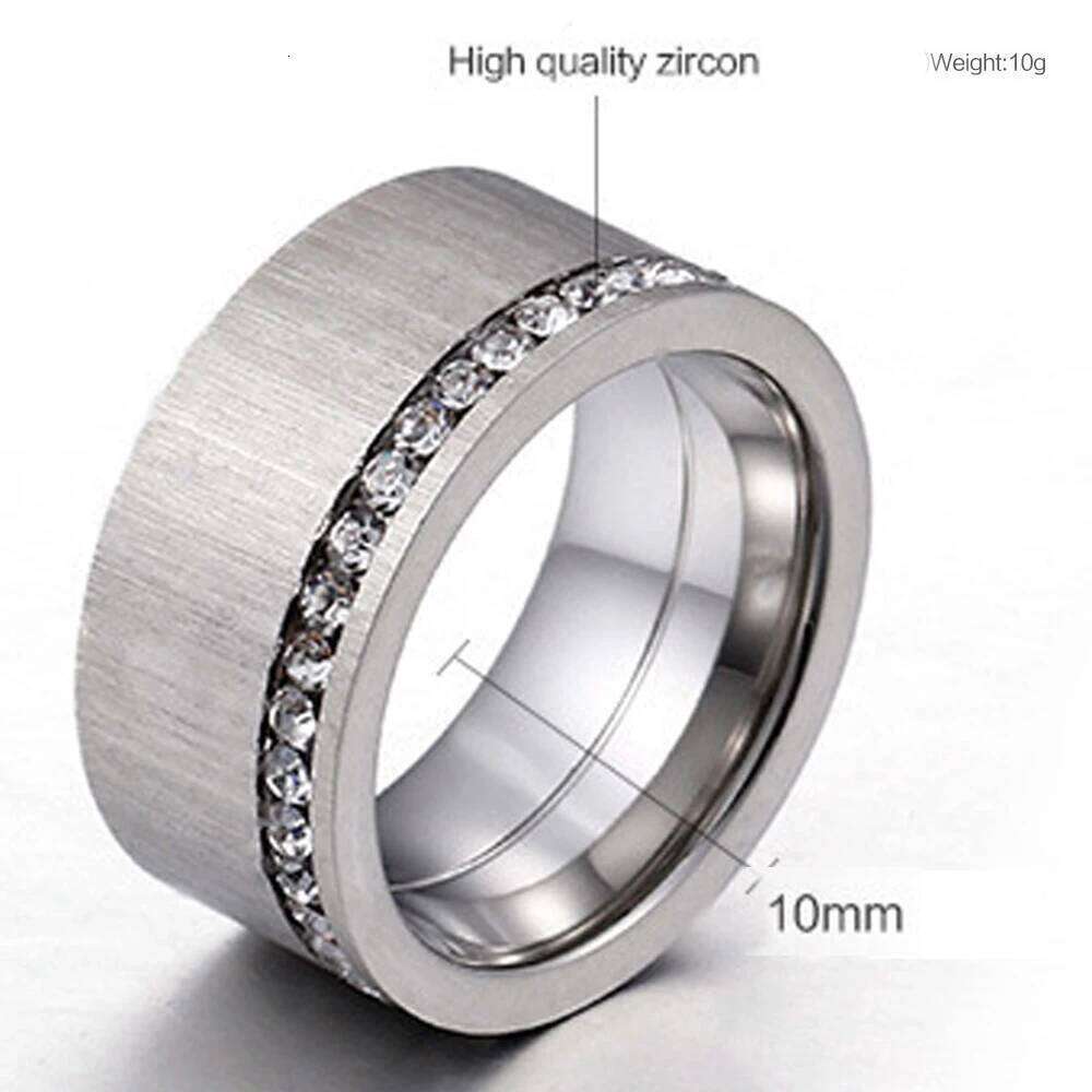 VQYSKO Single Row White Zircon Wide Face Custom Gold Color Sand Ring For Parents Couple Memorial Day Gift H260312