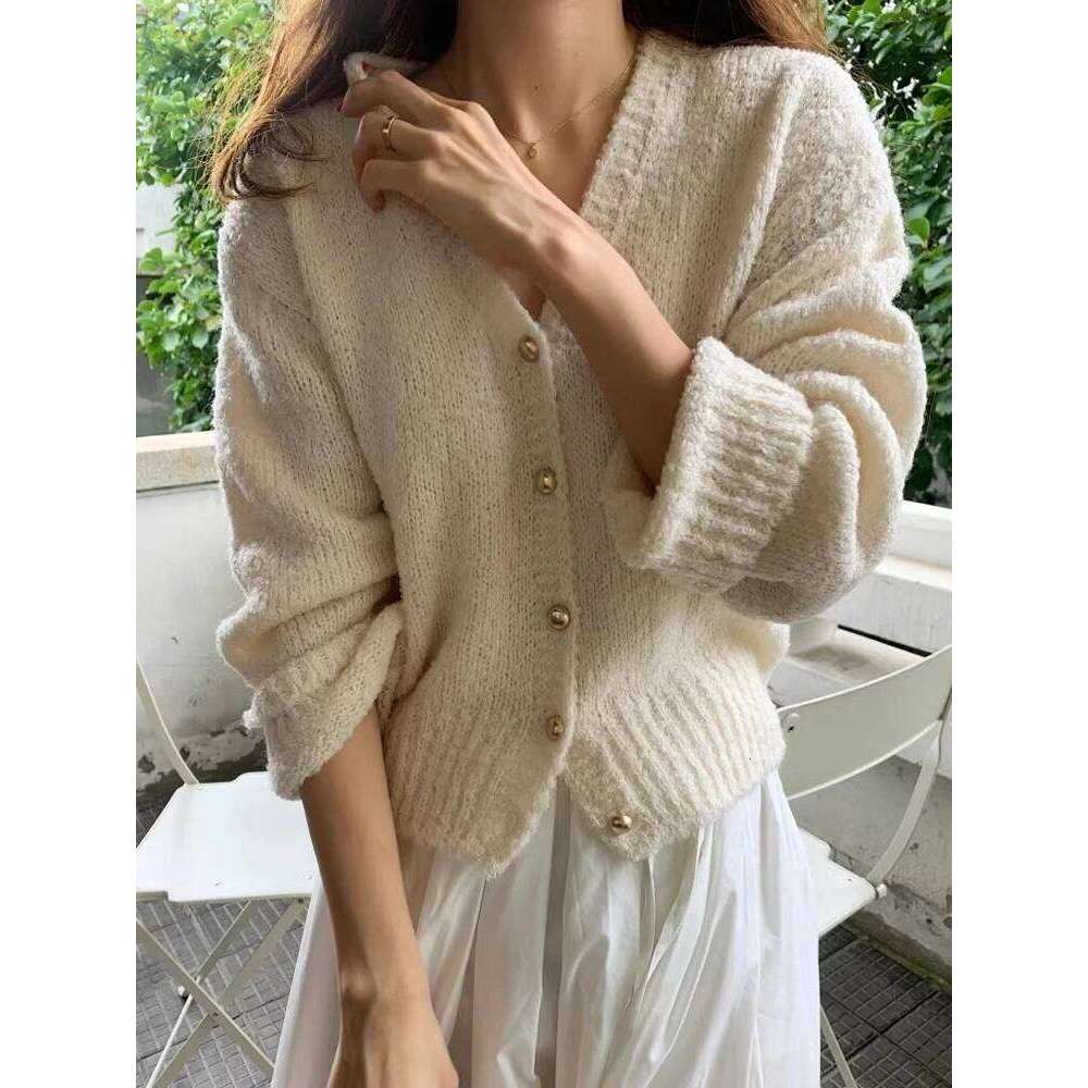 AOSSVIAO New Fashion Womens V-neck Cardigan Cashmere Sweater 2025 Autumn Winter Female Clothing Grace Knitwear Korean Tops Z260314