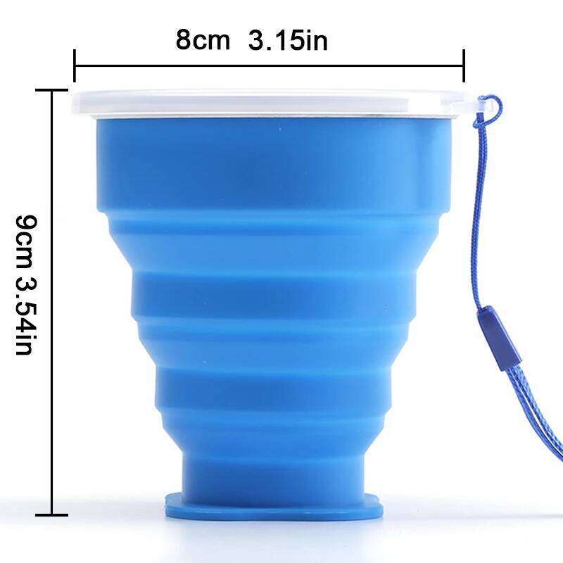 OutdoorSilicone Folding Cup Collapsible Foldable Camping Bottle Travel Water Cups Portable Teacup Drinking Mug Lid 200ML Z260314