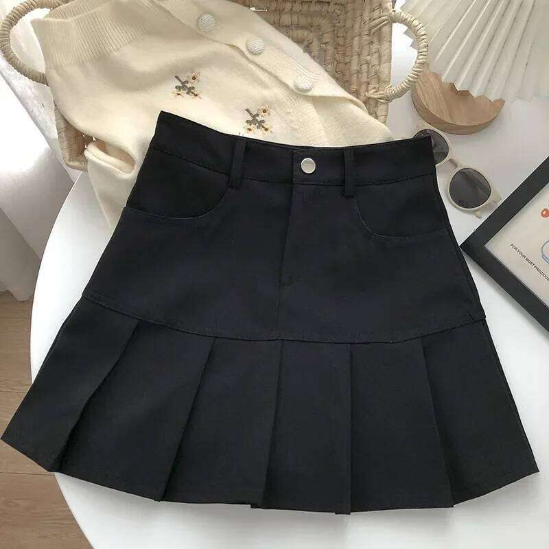 Y2K Vintage High Women College Style Uniforms Waist Pleated Safety Pants Mini Skirts Woman Korean Street Slim A-Line Skirt Z260314