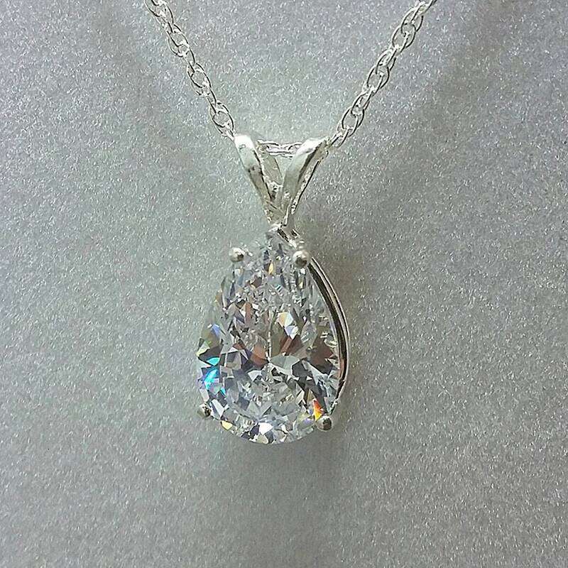 Huitan Pear Cubic Zirconia Pendant Necklace for Bridal Wedding Engagement Party High-quality Silver Color Fashion Jewelry H260312