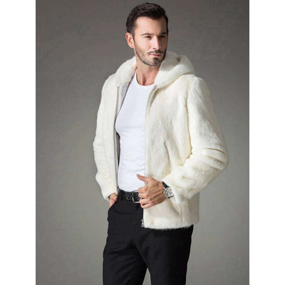 Men's Faux Coat Winter Thicken Fluffy Long Sleeve Warm Outerwear Luxury Fur Bontjas Jacket Hooded Plush Coats 2026 Z260313