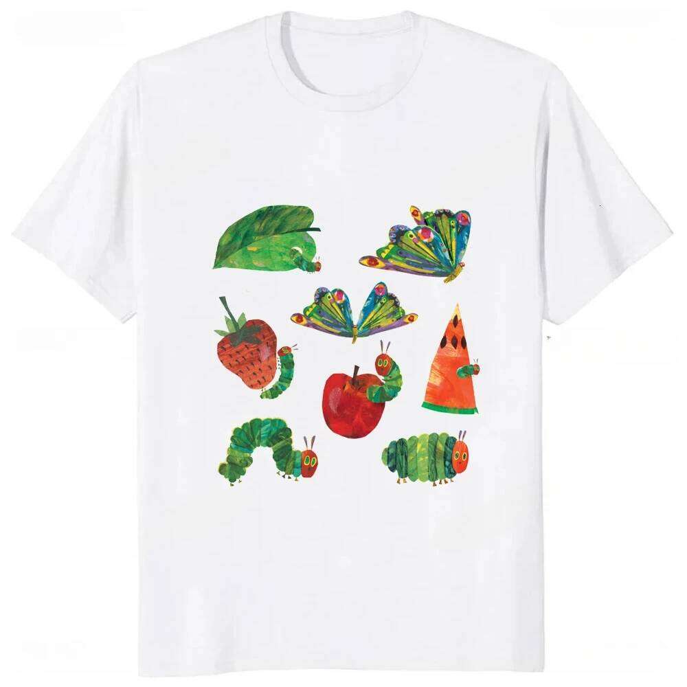 The Very Hungry Caterpillar Cartoon Printed Tshirt Summer Style Casual Fashion Couples Clothing Y2K Harajuku Unisex Tees Z260314