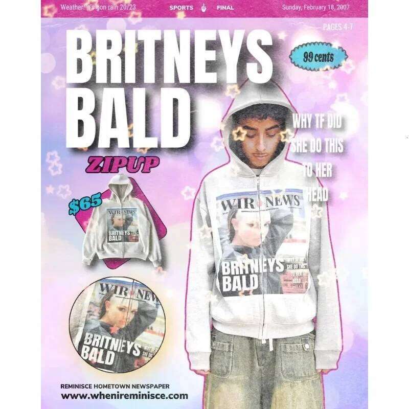 2024 American Printed Women's Y2K Tops Harajuku Rock Oversized Sweatshirt Streetwear Gothic Zip Hoodie Z260314