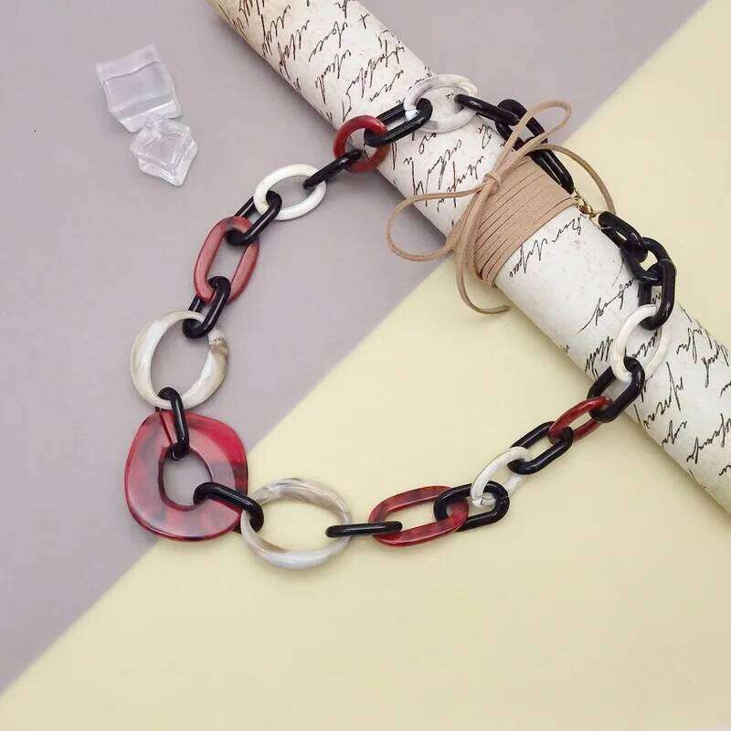 Handmade Color Block Geometric Necklace for Women Unique Statement Fashionable Daily Wear Acrylic Jewelry Free Shipping H260312