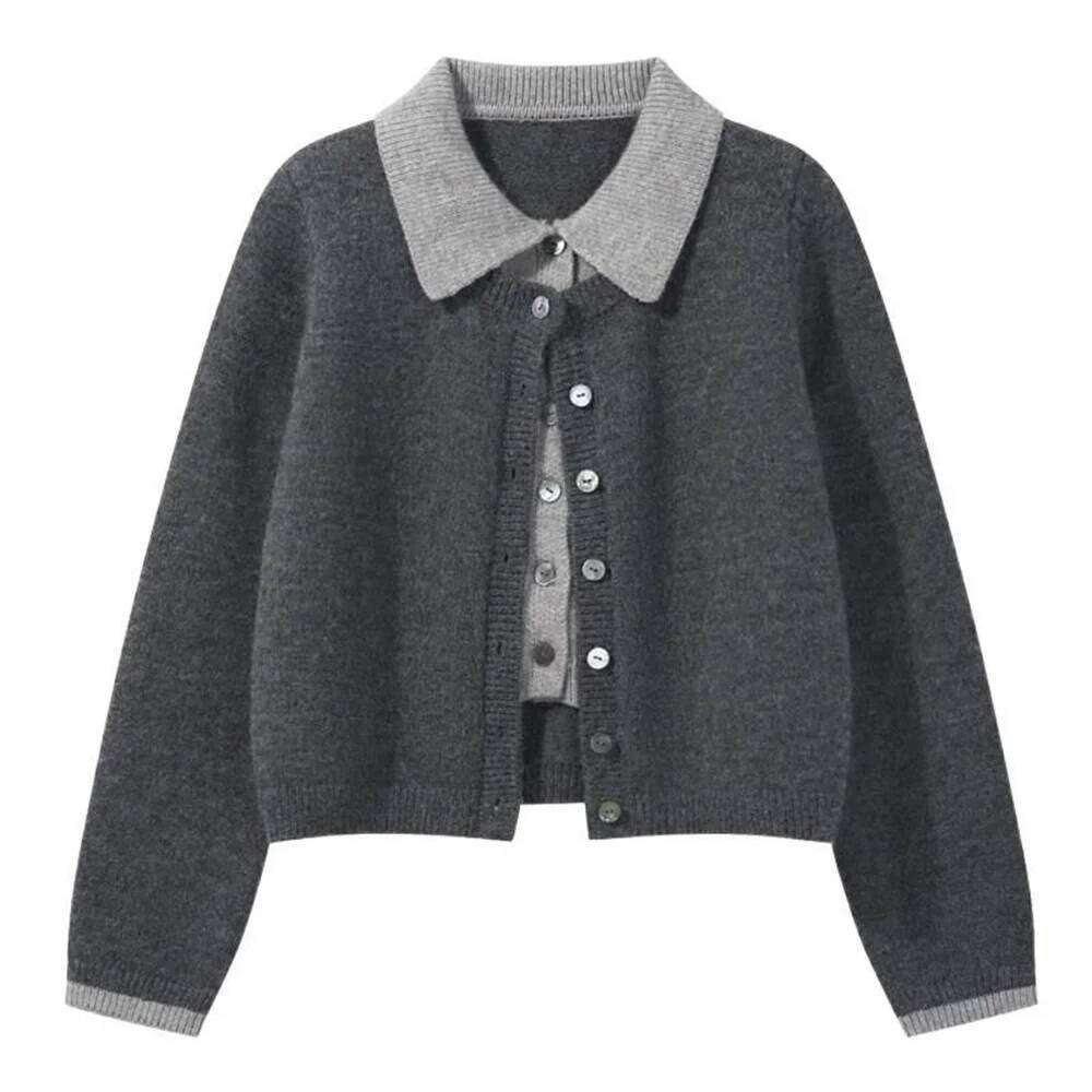 2025 Autumn Winter Korean Fashion Preppy Style Long Sleeve Two Pieces Cardigan Sweater Knitwear Women Clothe Topss Z260313