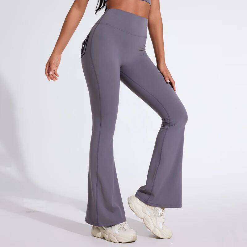 DIAS FIT JOY Women's pocket bell bottoms yoga high waisted hip lifting pants quick drying running exercise fitness gym 26Y0313
