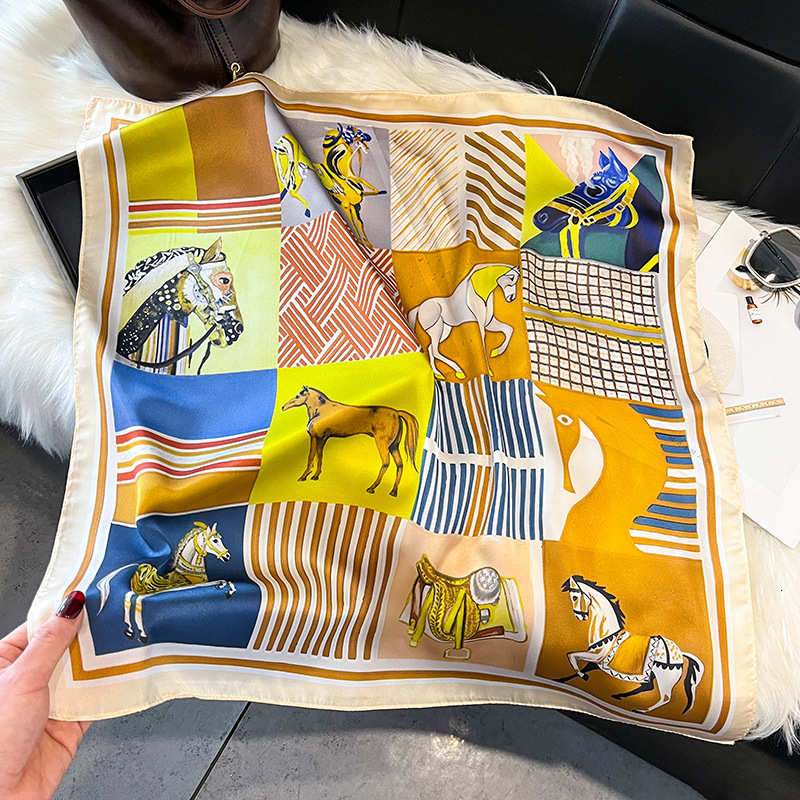 Korean-Style Internet Celebrity Versatile Fashion Zebra 70 Imitation Silk Square Scarf High-End Floral Neck Scarf